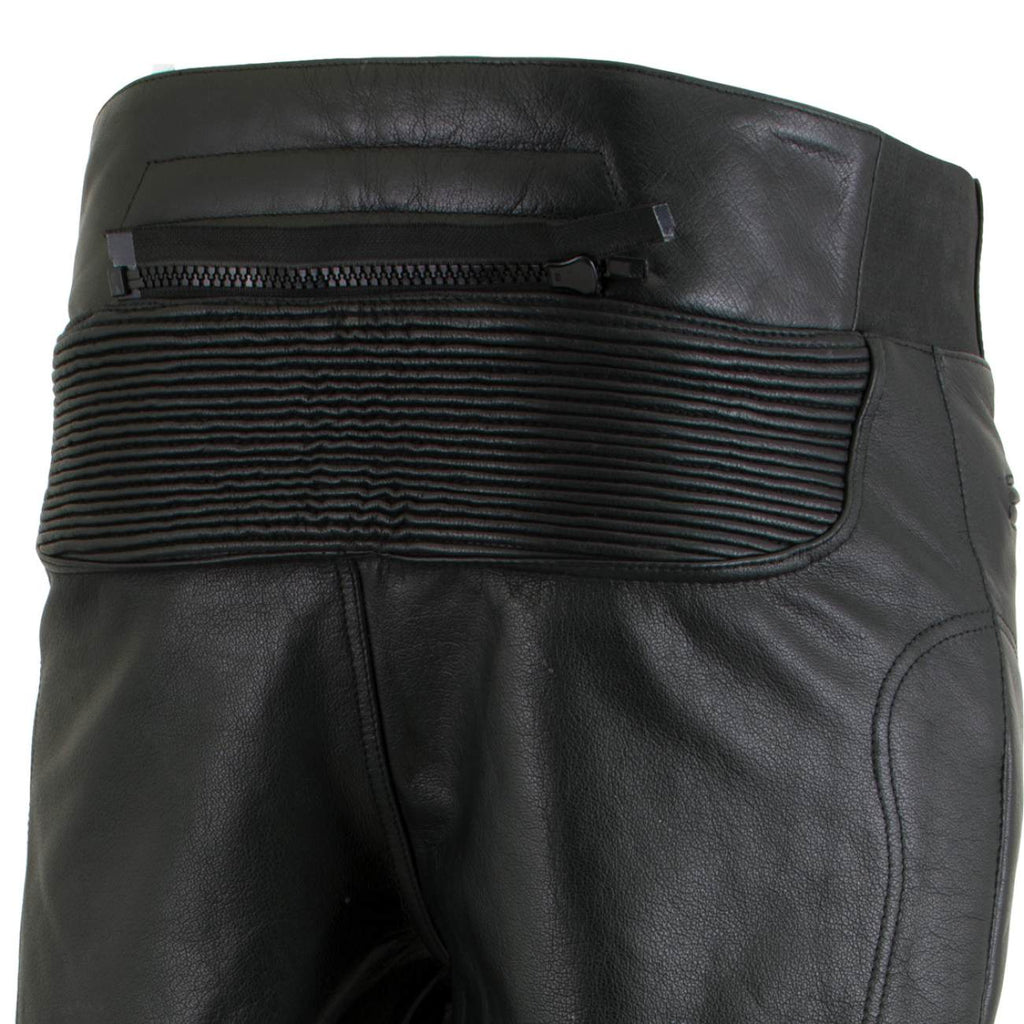Milwaukee Leather LKM5713 Men's Premium Black Cowhide Leather Racing Pants w/ CE Armor Knee Protection