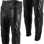 Milwaukee Leather LKM5713 Men's Premium Black Cowhide Leather Racing Pants w/ CE Armor Knee Protection