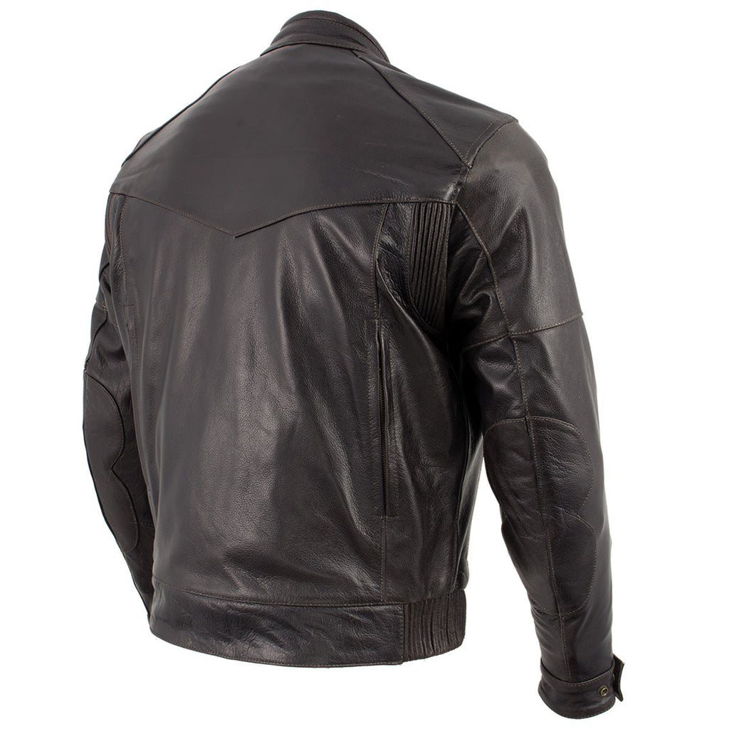 Milwaukee Leather LKM7006 Men's Classic Retro Distressed Brown Leather Jacket with CE Armor Protection