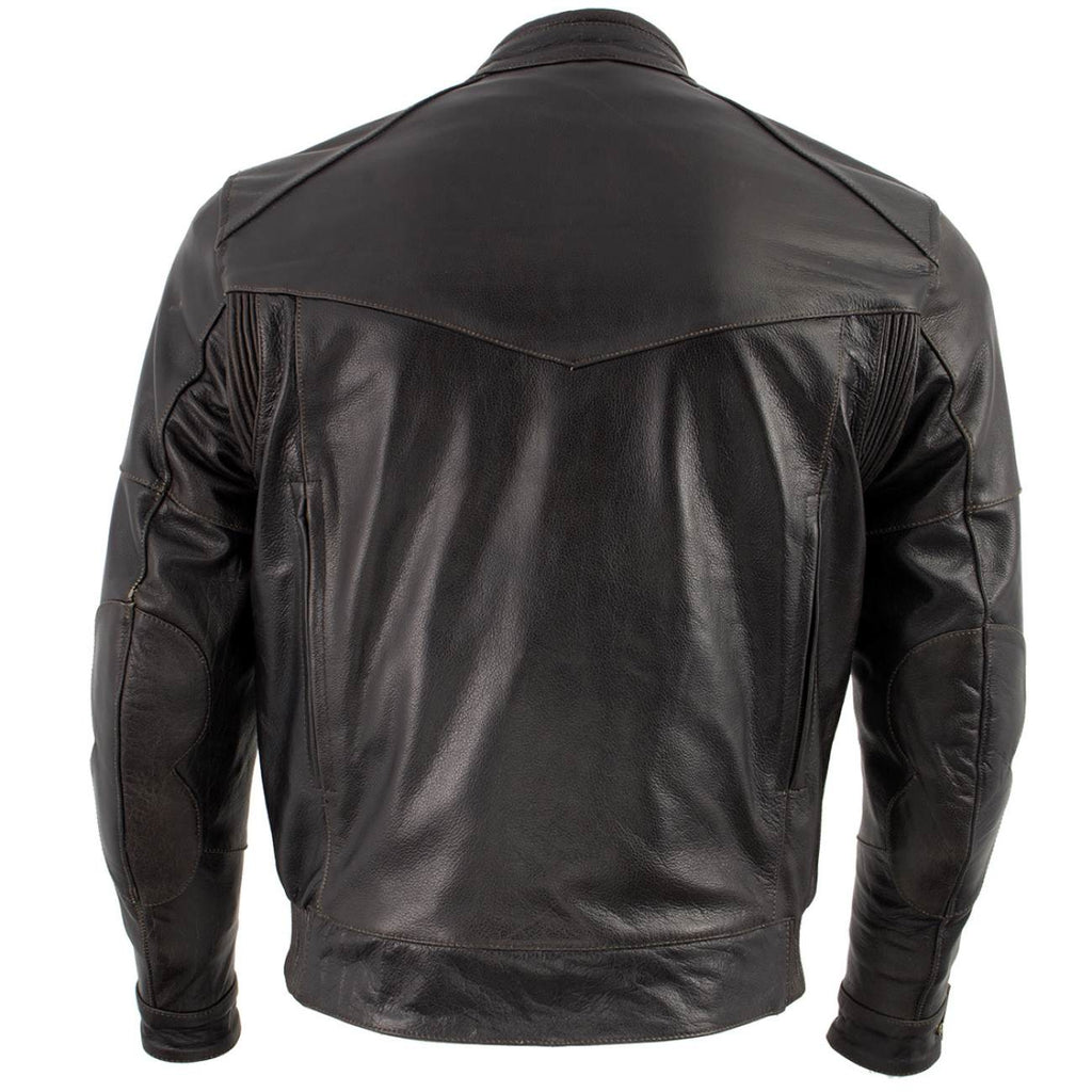 Milwaukee Leather LKM7006 Men's Classic Retro Distressed Brown Leather Jacket with CE Armor Protection