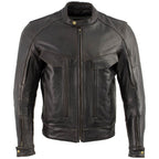 Milwaukee Leather LKM7006 Men's Classic Retro Distressed Brown Leather Jacket with CE Armor Protection