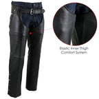 Milwaukee Leather LKM5714 Men's Black Premium Leather Motorcycle Riding Chaps w/ Removable Insulating Liner