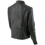 Milwaukee Leather LKL2735 Women's Black Premium Leather Scuba Style Biker Jacket w/ Mandarin Collar