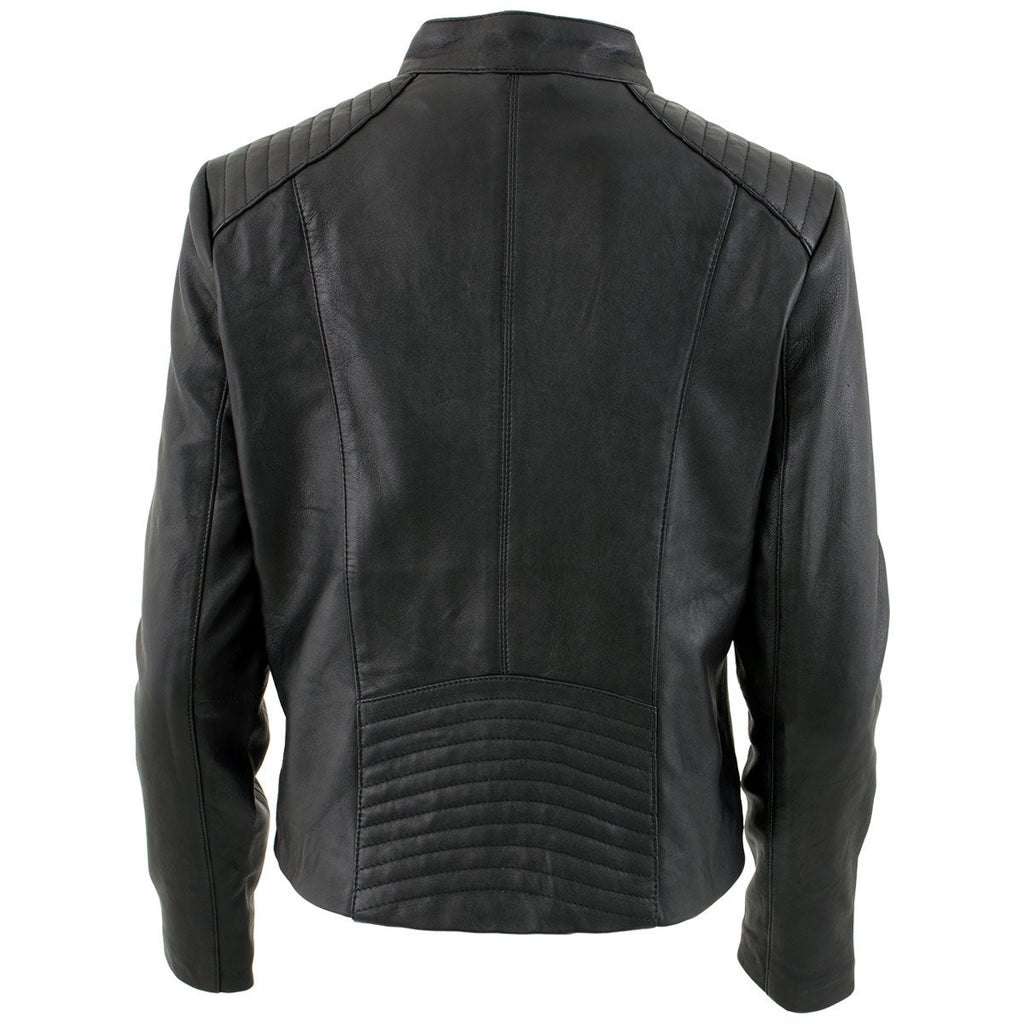 Milwaukee Leather LKL2735 Women's Black Premium Leather Scuba Style Biker Jacket w/ Mandarin Collar