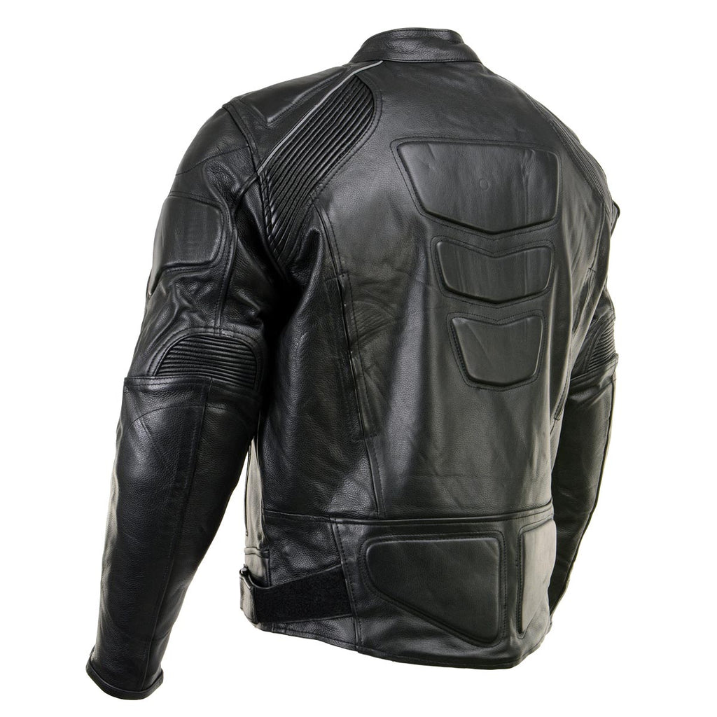 Milwaukee Leather LKM17007 Men's Premium Black Leather Motorcycle Bikers Rider Jacket w/ CE Armor