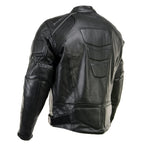 Milwaukee Leather LKM17007 Men's Premium Black Leather Motorcycle Bikers Rider Jacket w/ CE Armor