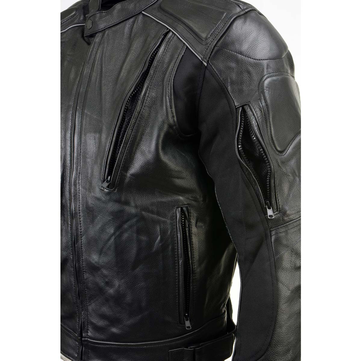 Milwaukee Leather LKM17007 Men's Premium Black Leather Motorcycle Bikers Rider Jacket w/ CE Armor