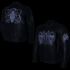 Milwaukee Leather LKM17008 Men's Premium Black Reflective Skulls Cruiser Style Motorcycle Jacket w/ CE Armor