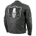 Milwaukee Leather LKM17008 Men's Premium Black Reflective Skulls Cruiser Style Motorcycle Jacket w/ CE Armor