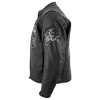 Milwaukee Leather LKM17008 Men's Premium Black Reflective Skulls Cruiser Style Motorcycle Jacket w/ CE Armor