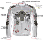 Milwaukee Leather LKM17008 Men's Premium Black Reflective Skulls Cruiser Style Motorcycle Jacket w/ CE Armor