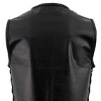Milwaukee Leather Men's Drifter Black Collarless Buffalo Leather Motorcycle Vest - LKM3792