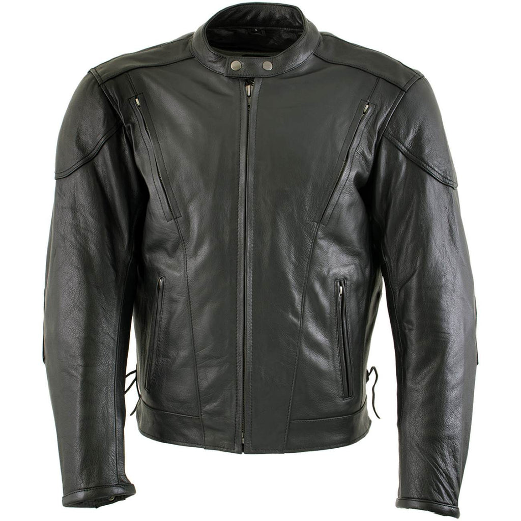Milwaukee Leather LKM7009 Men's Flying Mayhem Skull Premium Black Leather Motorcycle Riders Jacket w/ CE Armor Protection