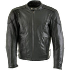 Milwaukee Leather LKM7009 Men's Flying Mayhem Skull Premium Black Leather Motorcycle Riders Jacket w/ CE Armor Protection