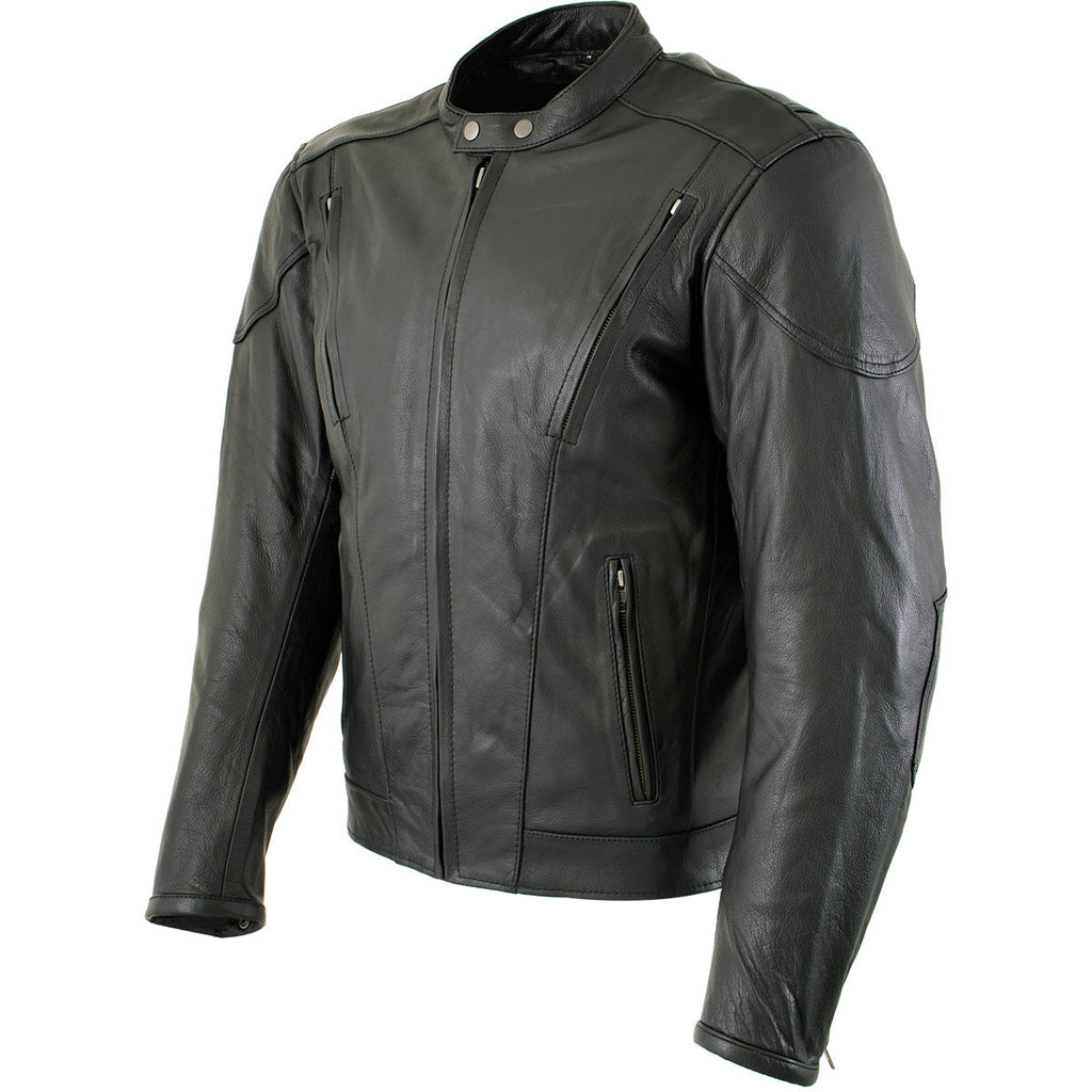 Milwaukee Leather LKM7009 Men's Flying Mayhem Skull Premium Black Leather Motorcycle Riders Jacket w/ CE Armor Protection