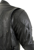 Milwaukee Leather LKM7009 Men's Flying Mayhem Skull Premium Black Leather Motorcycle Riders Jacket w/ CE Armor Protection