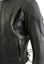 Milwaukee Leather LKM7009 Men's Flying Mayhem Skull Premium Black Leather Motorcycle Riders Jacket w/ CE Armor Protection