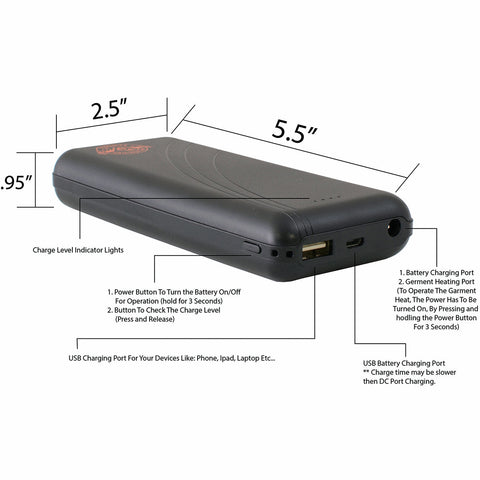 Milwaukee Leather and Nexgen Heat BATTERYHOD74 Universal Battery Pack for Hoodies