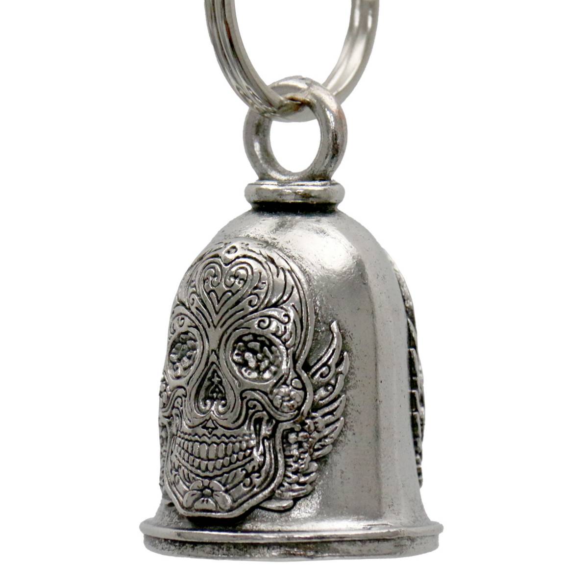 Milwaukee Leather MLB9070 Antique Sugar Skull Motorcycle Good Luck Bell w/ Key Ring-Key Chain Accessory for Bikers
