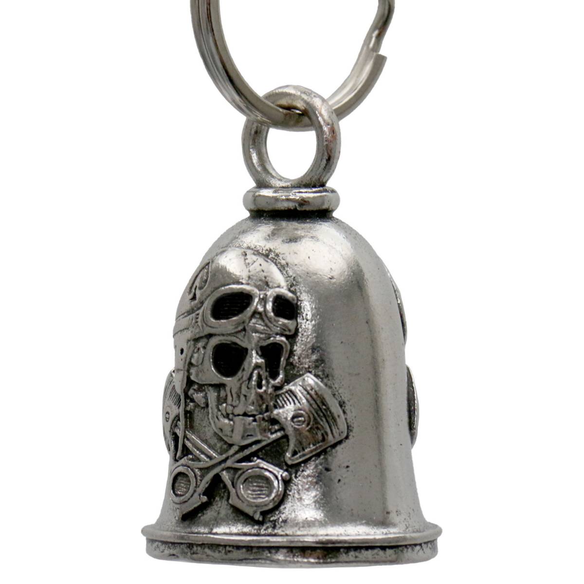 Milwaukee Leather MLB9149 Vintage Skull Motorcycle Good Luck Bell w/ Key Ring-Key Chain Accessory for Bikers