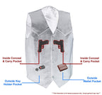 M Boss Motorcycle Apparel BOS13513 Men's Black Leather Classic Style Western Motorcycle Rider Vest