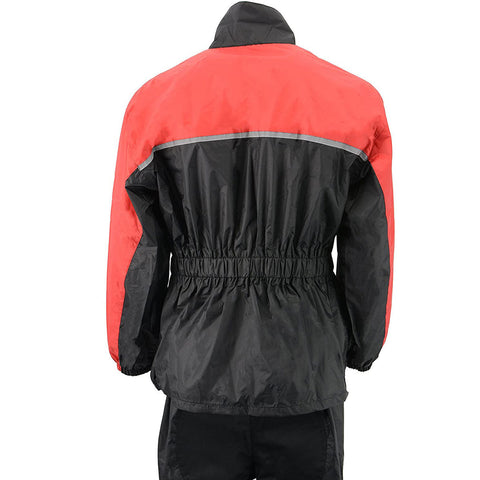 M-Boss Motorcycle Apparel BOS19500 Men’s Black and Red 2-Piece Motorcycle Rain Suit