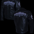 Milwaukee Leather LKM17011 Men's 3 Skull Head Premium Black Leather Motorcycle Jacket with CE Armor