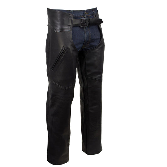 Milwaukee Leather USA MADE MLCHM5001 Men's Black Cloak Classic Premium Leather Motorcycle Chaps