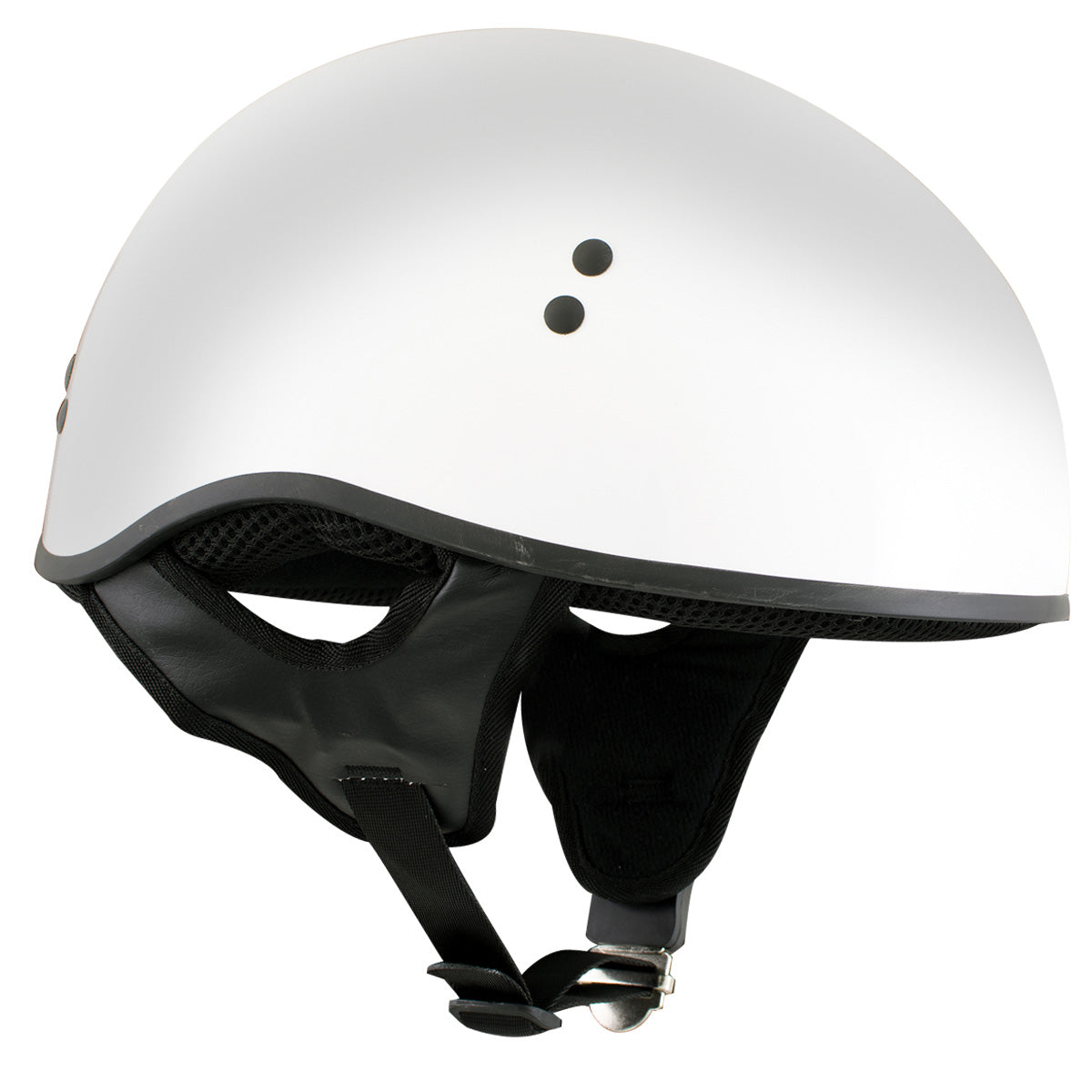 Hot Leathers HLT68 'The O.G.' Glossy White Advanced Motorcycle Skull Cap Half DOT Approved Helmet