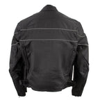 NexGen HW212102 Men's Black Nylon-Textile Vented Moto Jacket with Reflective Piping
