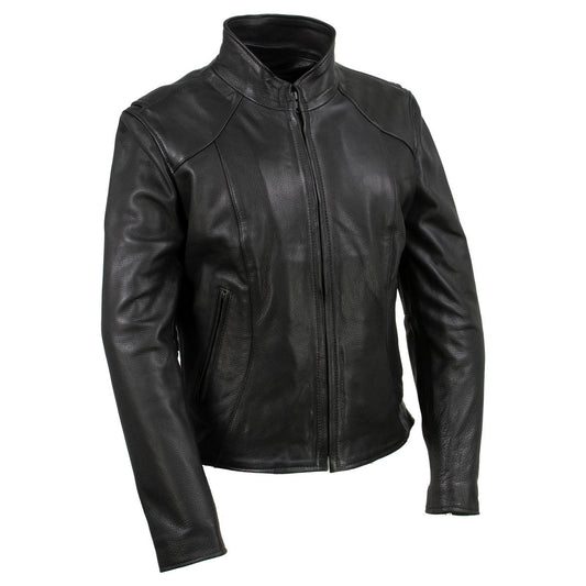 Milwaukee Leather USA MADE MLJKL5003 Women's Black Serene Clean Cut Premium Motorcycle Leather Jacket