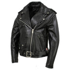 Milwaukee Leather USA MADE MLJKL5004 Women's Black The Flaunt Premium Classic Motorcycle Style Leather Jacket