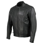 Milwaukee Leather USA MADE MLJKM5002 Men's Black Air Stream Vented Premium Leather Motorcycle Jacket with Side Laces
