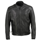 Milwaukee Leather USA MADE MLJKM5002 Men's Black Air Stream Vented Premium Leather Motorcycle Jacket with Side Laces
