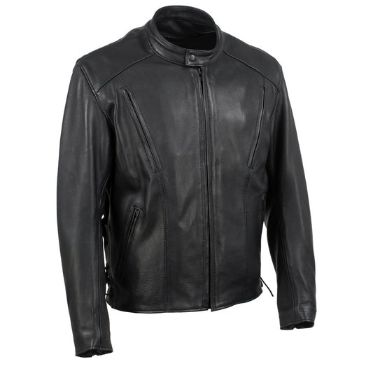 Milwaukee Leather USA MADE MLJKM5002 Men's Black Air Stream Vented Premium Leather Motorcycle Jacket with Side Laces