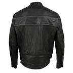 Milwaukee Leather USA MADE MLJKM5003 Men's Black Echo Premium Leather Motorcycle Jacket with Reflective Piping