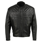 Milwaukee Leather USA MADE MLJKM5003 Men's Black Echo Premium Leather Motorcycle Jacket with Reflective Piping