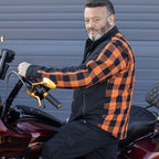 Milwaukee Leather Men’s Splitline Molten 2-Tone CE Armored Protective Flannel - Kevlar® Reinforced - MPM1672