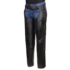 Milwaukee Leather Women's Leather Motorcycle Chaps w/ Embroidery Detail, Adjustable Fit Riding Gear - LKL16701