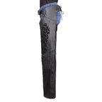 Milwaukee Leather Women's Leather Motorcycle Chaps w/ Embroidery Detail, Adjustable Fit Riding Gear - LKL16701