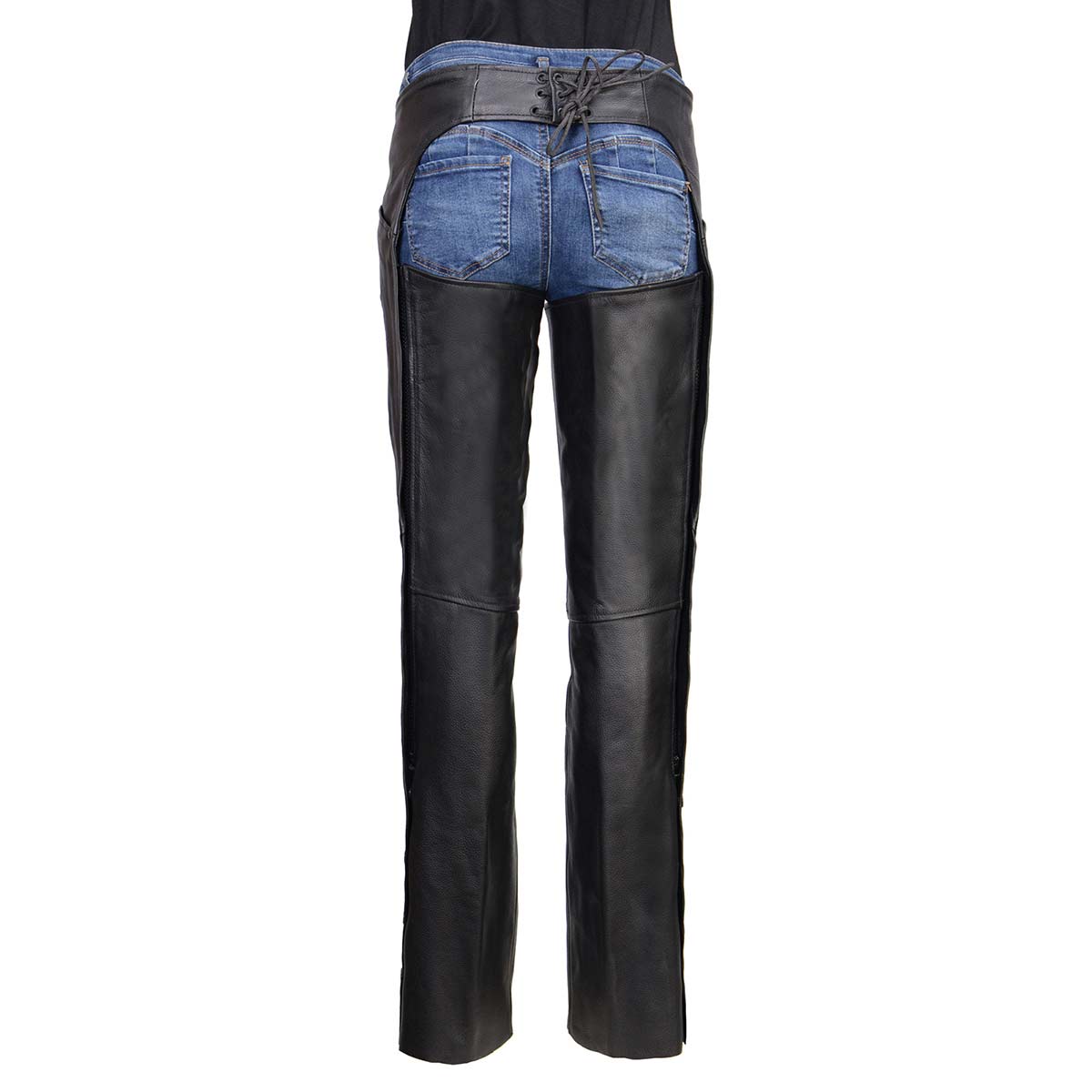 Milwaukee Leather Women's Leather Motorcycle Chaps w/ Embroidery Detail, Adjustable Fit Riding Gear - LKL16701