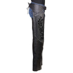 Milwaukee Leather Women's Leather Motorcycle Chaps w/ Embroidery Detail, Adjustable Fit Riding Gear - LKL16701