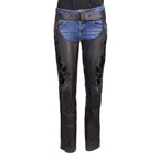 Milwaukee Leather Women's Leather Motorcycle Chaps w/ Embroidery Detail, Adjustable Fit Riding Gear - LKL16701