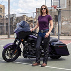 Milwaukee Leather Women's Leather Motorcycle Chaps w/ Embroidery Detail, Adjustable Fit Riding Gear - LKL16701