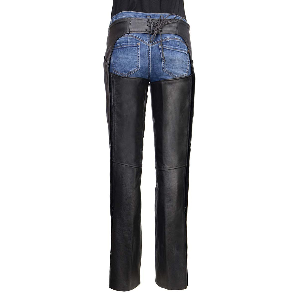 Milwaukee Leather Women's Leather Motorcycle Chaps w/ Embroidery Detail, Adjustable Fit Riding Gear - LKL16703