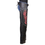 Milwaukee Leather Women's Leather Motorcycle Chaps w/ Embroidery Detail, Adjustable Fit Riding Gear - LKL16703