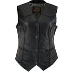 Milwaukee Leather Women's Road Queen Black Braided Buffalo Leather Motorcycle Vest - LKL4713