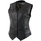 Milwaukee Leather Women's Road Queen Black Braided Buffalo Leather Motorcycle Vest - LKL4713