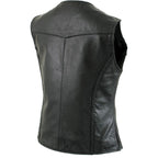 Milwaukee Leather Women's Road Queen Black Braided Buffalo Leather Motorcycle Vest - LKL4713