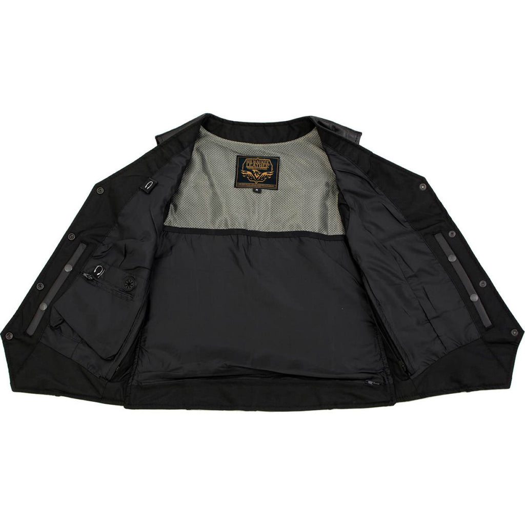 Milwaukee Leather Women's Road Queen Black Braided Buffalo Leather Motorcycle Vest - LKL4713
